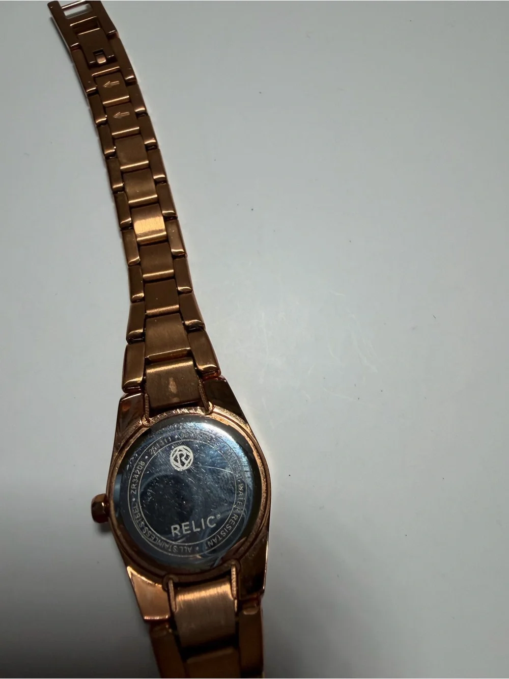 Relic by fossil womens micro wristwatch gold tone round analog dial watch